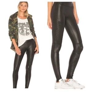 Spanx Moto Faux-Leather Leggings Black high waisted rise, Black 51104
